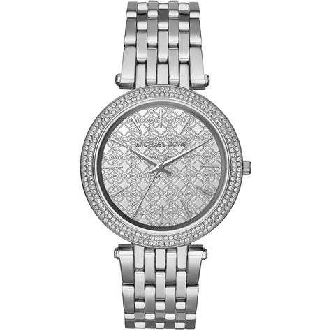 michael kors mk3404 damenuhr uhr silber|New Michael Kors MK3404 Darci Glitz Silver Monogram Dial .